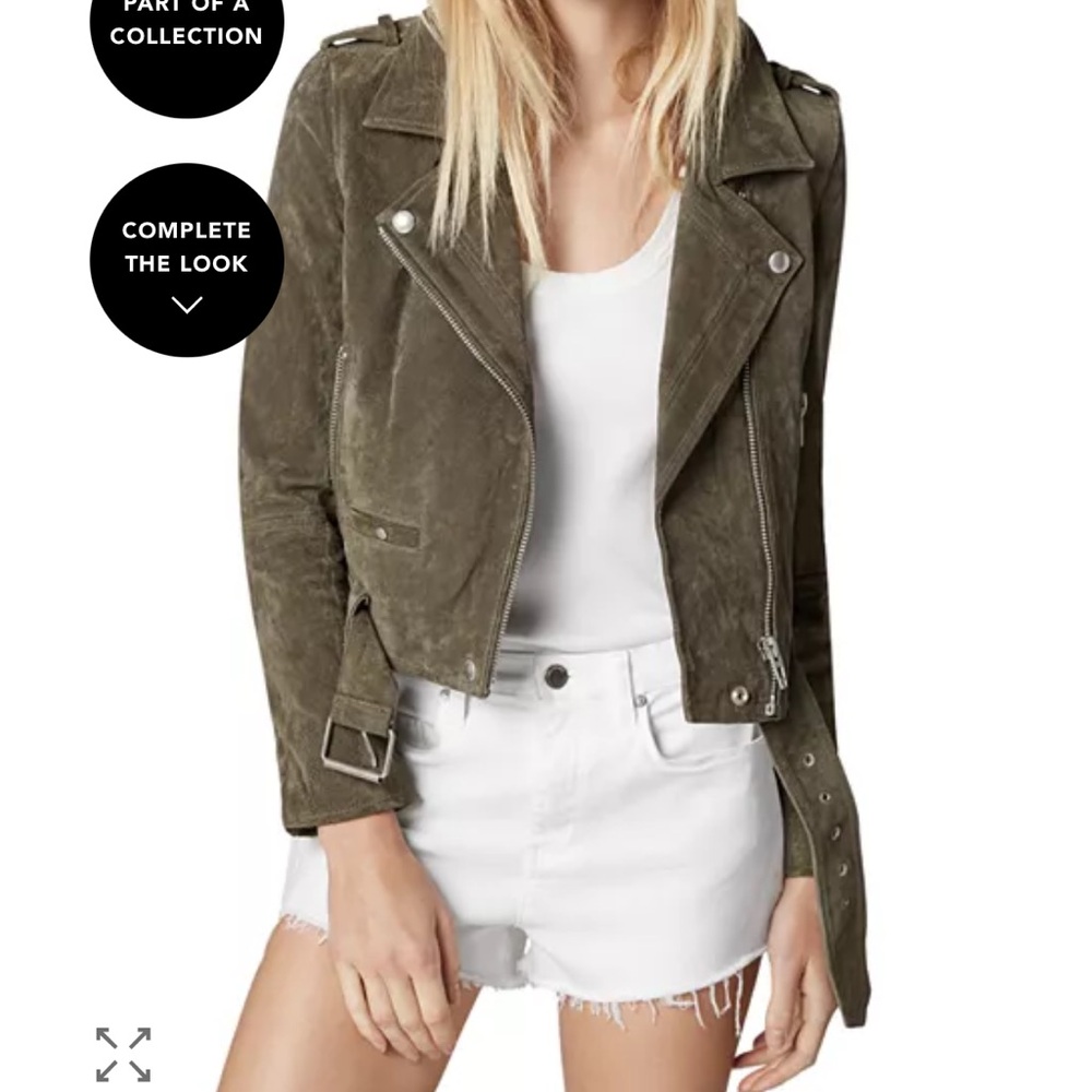 Olive Suede Biker Jacket